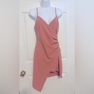 Blue Blush | Asymmetrical Ruched Cocktail Dress - L